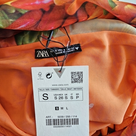 New Zara Picante All Over Print Over The Shoulder Tulle Maxi Dress NWT Small - Picture 12 of 12